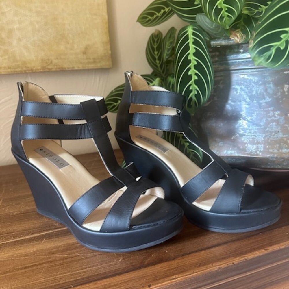 Nisolo Bolivar Platform Sandals / Size 7 / Black